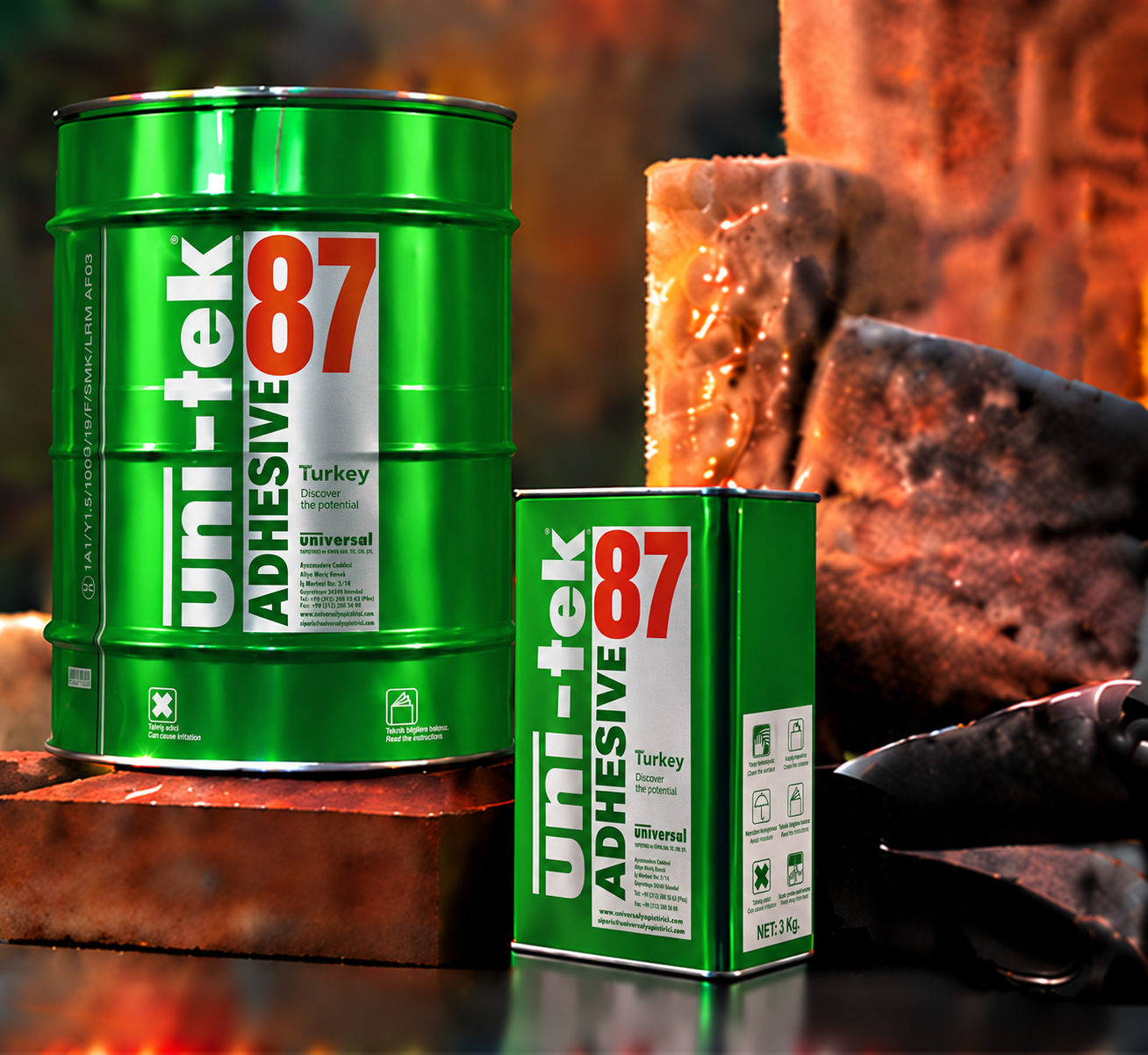 uni-tek 87 yuvarlak teneke ve galon ambalajları